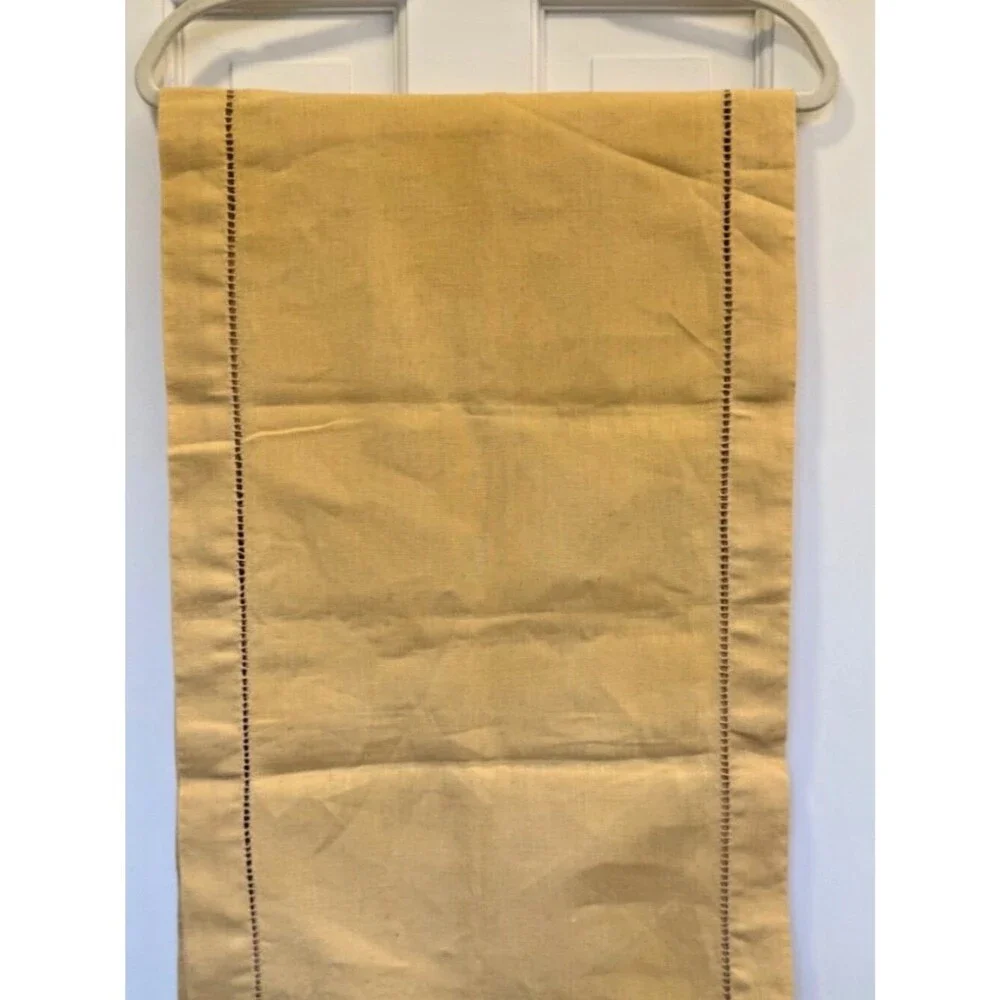 Vintage French Linen Hemstitch Table Runner 102 x 16